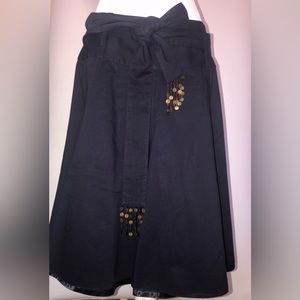 BARAMI A-line Navy Skirt With Bronze Tasseled‎ Belt Size 10